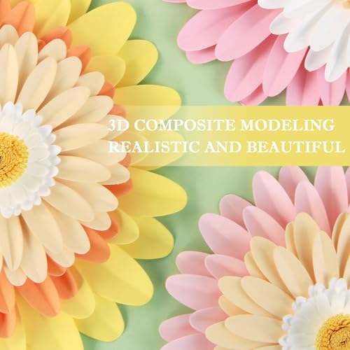 PAPER JAZZ Daisy Giant Paper Flower Wall Decor, 3D Large Flower Party Decoration, Artificial Flower for Classroom, Pink and Yellow Flowers for Bulletin Board, Office,Living Room, Bedroom. - color: Orange Daisy