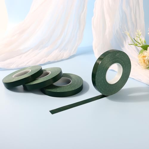 DOMMARE Floral Tape Green Flower Tape, 4Pcs Flower Wrapping Waterproof Tape, Floral Bouquet Supplies for Bouquet Flower Arranging Flowers Stem Wrapping, Wedding Bouquet, Wreath, 1/2 Inch 32 Yard - color: 4Pcs Green, style: Waterproof & Sticky