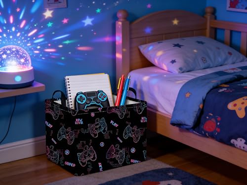 Rectangular Game Basket,Kids game storage basket,Storage Baskets with Handles,nursery game room baskets,Toy Storage Bin Organizer,Gift Bins(Cute game) - color: Cute game