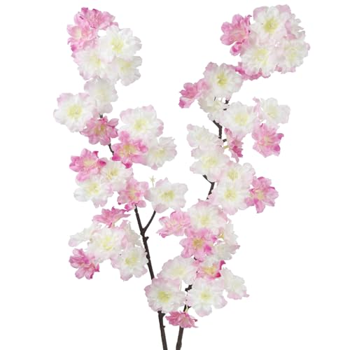 2 Pcs Artificial Cherry Blossom Flowers Branches Pink Faux Cherry Blossom Long Stem 41" Silk Cherry Blossom Tree Tall Fake Flower Arrangement for Home Wedding Centerpieces Spring Indoor Decor - color: Pink