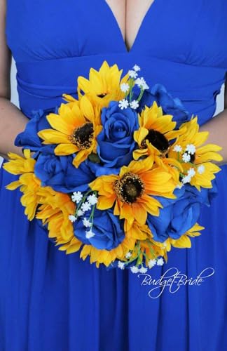 Laelfe 12 pcs Artificial Blue Roses Flowers Long Stem Fake Silk Rose for Home Wendding Decorations (Blue) - color: Blue