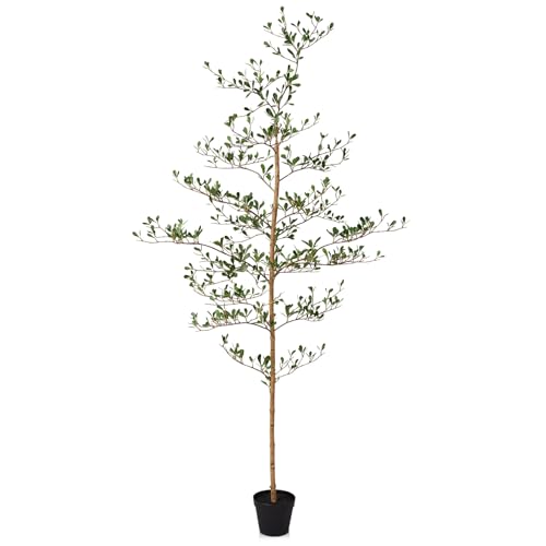 Verinatural Artificial Black Olive Tree 6ft - Shady Lady Real Wood Trunk Faux Olive Trees Indoor Outdoor Decor - Modern Aesthetic Tall Fake Plants with Pot for Home Living Room Patio Floor - size: 6ft