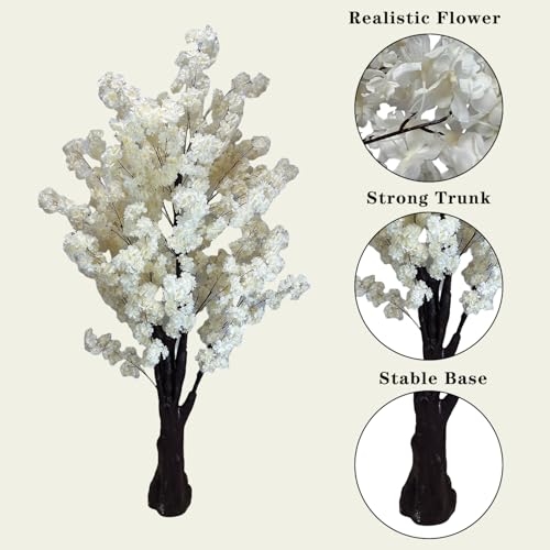 Artificial Cherry Blossom Trees Faux Cherry Blossom Tree White Tree for Office Home Wedding Office Living Room House Indoor Outdoor Decor（6.5ft/2m, Champagne） - color: Champagne