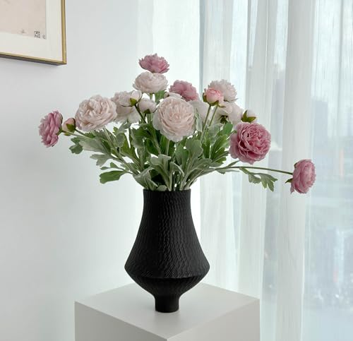 7 Stems Ice Pink & Opal Pink Artificial Ranunculus Flowers, Silk Fake Ranunculus with Adjustable Fuzzy Stems for Home Wedding Party Decor, Silk Flowers for Home Table Centerpiece Office Decoration - color: Ice Pink & Opal Pink