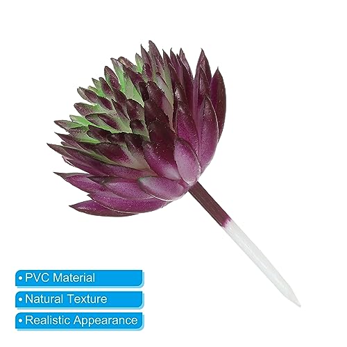 PATIKIL Mini Artificial Succulents, 2 Pack Unpotted Faux Succulent Picks Fake Succulent Plants for Home Landscape Decoration, Dark Purple Green - color: Dark Purple,green