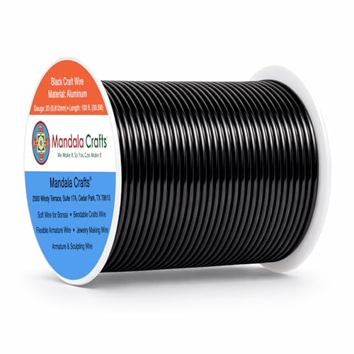 Mandala Crafts 12 14 16 18 20 22 Gauge Anodized Jewelry Making Beading Floral Colored Aluminum Craft Wire (20 Gauge, Black) - color: Black, size: 20 Gauge