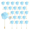 uxcell 24pcs Light Blue Rose Boutonnieres Flower Buttonholes Pocket Boutonnieres Pins for Wedding Ceremony Anniversary Prom Formal Dinner Party - color: Light Blue