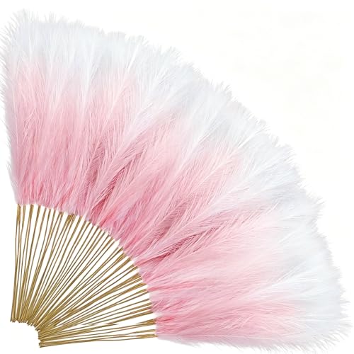 TORONTOKYO Pink Pampas Grass Decor, 50Pcs 21.6 inch, Artificial Short Faux Pompas Grass Small Fluffy Arrangement for Wedding Boho Home Pink Xmas Decor Vase Filler - color: Pink, size: 21.6inch-50Pcs