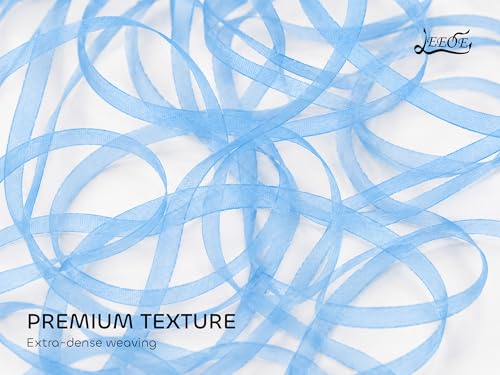 Light Blue Organza Ribbon 1/4 inch x 200 Yards Sheer Chiffon Ribbon for Gift Wrapping Wedding Invitations Party Decoration Bridal Bouquets Crafts - color: Light Blue, size: 1/4" X 200 Yards