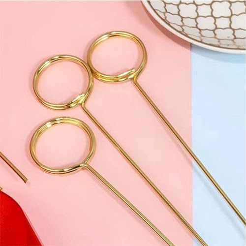 H&W 12''L Golden Ring Loop Round Shape Card Holders 40PCS Floral Picks Clips for Wedding & Flower Arrangements, DIY Craft Wire Clip Table Card Holders Note Photo Picture Memo Holder Cake Topper (Ring) - color: Ring