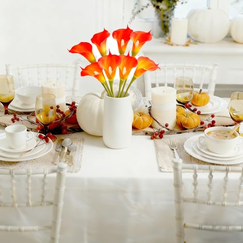 Calla Lily Artificial Flowers 22PCS 25" Real Touch Long Stem Faux Calla Lillies for DIY Wedding Bouquet Party Home Decor (Sunset Red) - color: Sunset Red