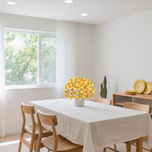 IPOPU Yellow 5 Pcs Artificial Orchids That Look Real Real Touch Latex Orchid Fake Flowers for Living Room Bathroom Kitchen Wedding and Engagement Centerpiece Arrangement - color: Yellow