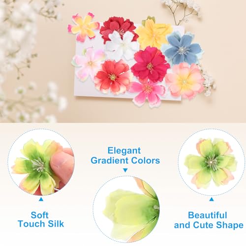 PATIKIL 100 Pcs Fake Silk Flower Heads, 1.6 Inch Artificial Cherry Blossom Faux Flower Heads for DIY Craft Wedding Party Home Wreath Decoration, Yellow/Green - color: Yellow/Green