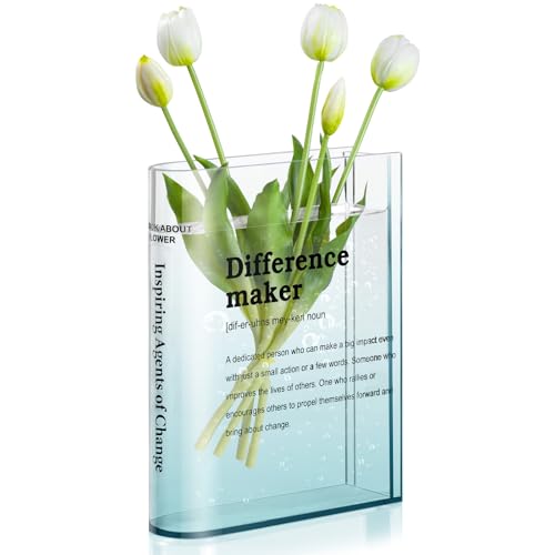 BuyCard Clear Acrylic Book Vase for Flowers, Transparent Book Flower Vase for Home Decor, Simplicity Bookshelf Decor, Unique Stuff for Book Lovers, Difference Maker, Gift to Motivate (Blue) - color: Gradient Blue