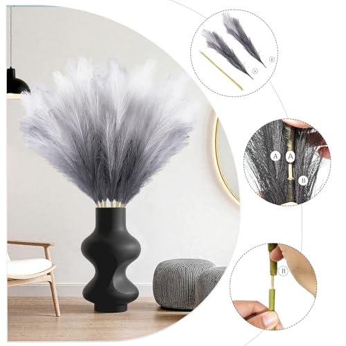Torontokyo 8Pcs Black Faux Pampas Grass Decor Tall, 35.4” Fluffy Artificial Pompous Grass Branches, Large Pampas Grass Reed Stems for Halloween Gothic Room Decor, Wedding, Baby Shower, Home Boho Decor - color: Black, size: 35.4inch-8Pcs