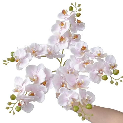 5pcs Pink Artificial Orchid Flower Stems with Real Touch for Vase, Fake Orchid Stems Arrangment for Wedding Bouquets Party Decor Home Office Farmhouse Decorations (Pale Pink) - color: Pale Pink