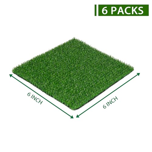 Artificial Grass Patch 6x6 Inch,Realistic Synthetic Turf with Drainage Holes,0.35 Inch Synthetic Garden Grass Tiles Faux Grass Rug for Crafts Patio Wall Decor - size: 6"x6"-6PC