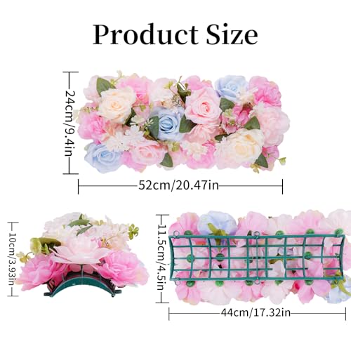Flower Centerpieces for Tables - 10 Pack Wedding Arch Artificial Flowers Blue&Pink Arrangements Center Piece for Reception, Living Room, Kitchen, Dining Table Runner Decoration(20.5 * 9.4''/52 * 24cm) - color: Pink&blue