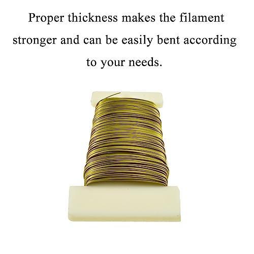 HAHIYO 26Gauge Golden Metal Floral Wire - 1 Roll, 38 Yards (115 Feet) - Flexible Paddle Wire for Craft, Christmas Wreath, Flower Arrangement, Bouquet Wrapping, Wedding, DIY - color: Golden, size: 26Gauge-1P/38Yards