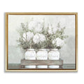 'Pristine Hydrangea Bouquet Sentiments'| Floating Frame Canvas Art | Stupell Industries | Gold, 21 x 17 Inches, Easy to Hang and Sturdy, Made in USA, by Dogwood Portfolio - color: Metallic Gold (Matte), size: 20"L x 16"W