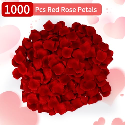 1000 Pcs Artificial Fake Rose Petals,Flower Petals for Romantic Night, Engagement, Party, Wedding, Event Flower Decoration(Dark Red) - color: Dark Red, size: 1000Pcs