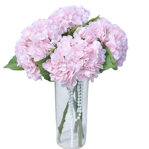 Pink Hydrangea Artificial Flowers - High-End 22.5cm Oversized Heads (4pcs) | Real-Touch Design | Perfect for Christmas, Weddings, Home Decor, Parties & Outdoor Use (Pink) - color: Pink