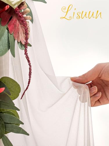 Lisuun Artificial Wedding Arch Flowers with Chiffon Runner, Pack of 3 | Includes 2 Flower Swags, 1 20ft Chiffon Runner and Zip Ties for Wedding Arches, Arbors and Backdrops - color: Wine Red & Coffee