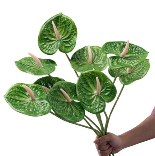 8 Pcs 23-5/8 inch Artificial Anthurium Flowers Real Touch Fake Flower for Table Centerpieces Arrangement and Bridal Wedding Festival Decor Flower Arrangement (Green) - color: Green