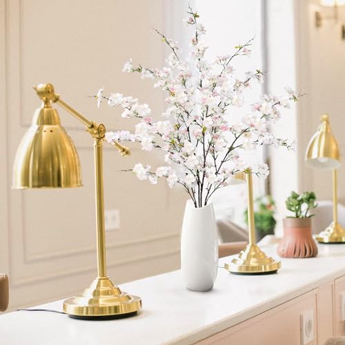 Sggvecsy Artificial Cherry Blossom Flowers 4 Pcs Faux Cherry Blossom Stems Faux Silk Cherry Blossom Branches 43’’ Fake Flowers Long Stems for Vase Arrangements Home Wedding Table Decor (Light Pink) - color: Light Pink