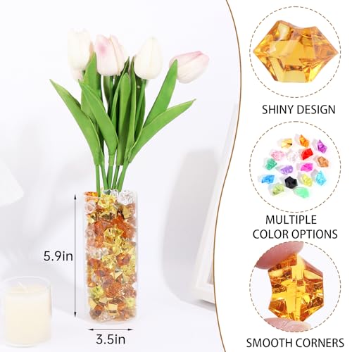 500 Pcs Fake Ice,11 * 14mm,Yellow Series Acrylic Gems Vase Filler,Plastic Diamonds for Table Decoration DIY Craft Aquarium Display Party Centerpieces. - color: Yellow Series, size: 11MMx14MM
