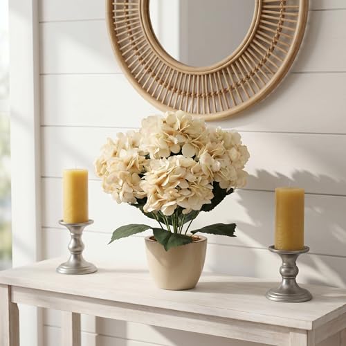 Larksilk Hydrangea Artificial Flowers - Faux Hydrangea Flowers - Home Decor, Easter Decorations, Spring Decor - Floral Centerpieces for Tables - 20" Floral Stems, Beige, 24 Pieces - color: Beige, size: Pack of 24
