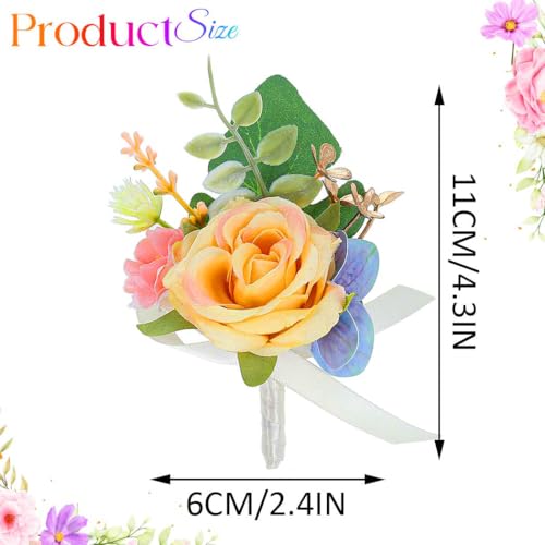 Bride Wedding Flower Boutonniere Red Rose Groom Buttonholes Prom Suit Decoration for Men and Groomsmans (Champagne) - color: Champagne