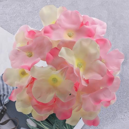 FagusHome Silk Hydrangea Heads 36 Pcs Artificial Flowers Heads and 3 Dozens Stems Fake Hydrangea Flowers with Stems for Home Wedding Decor (Pink White) - color: Pink White