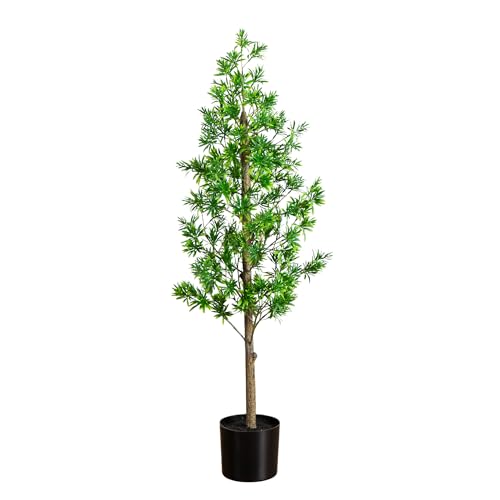 Nearly Natural 4ft UV Artificial Podocarpus Tree Indoor/Outdoor Greenery - Premium Materials, Low Maintenance, Modern Style