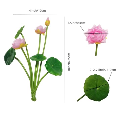 Artificial Flower Water Lily,Silk Plants Floating Flowers,Plastic Flowers Lotus Flowers,Realistic Fake Flowers Lotus Decor Used for Fish Tank Decoration Home Decor (3, Champagne Powder) - color: Champagne Powder