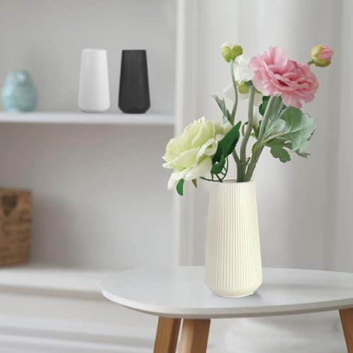 Beige Ceramic Vase, GUKJOB Small Cute Flower Vase for Pampas Grass, Home, Living Room, Dining Table, Farmhouse, Office Decor, Bedroom, Table, and Kitchen Shelf (Beige) - color: Small Beige