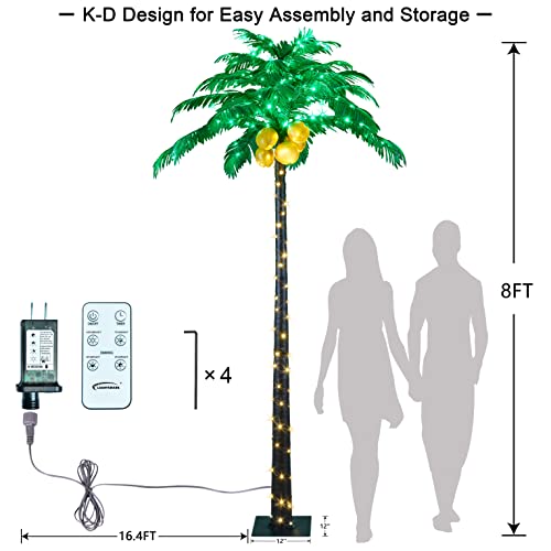 Lightshare Lighted Upgraded 8FT Gorgeous Artificial Lighted Palm Tree, 256 LED Lights, Decoration for Home,Party, Christmas, Nativity, Outside Patio - size: 8ft