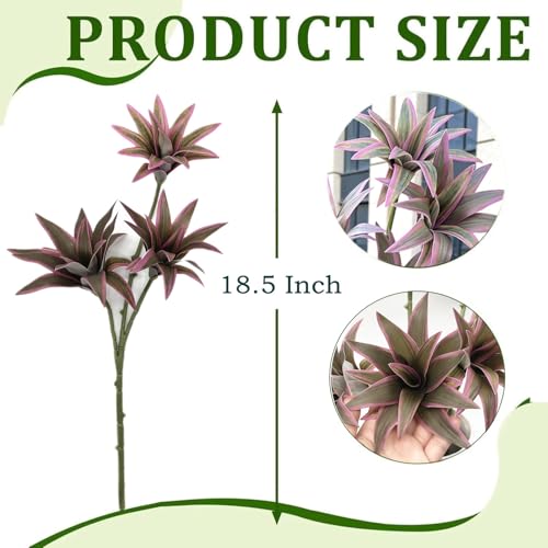 Fake Dracaena Plant, Artificial Greenery Branches 18.5" Realistic Shrubs Small Leaves Stems Faux Plants for Indoor Outdoor Garden Potted Wedding Party Office Planter Filler DIY Decoration Purple 2 Pcs - color: Dracaena Reflexa - Purple 2 Pack