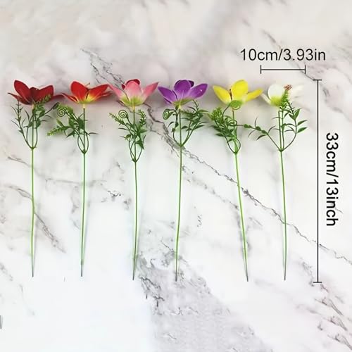 10 Pcs Artificial Flowers Desk Vase Accessories No Fade Faux Plastic Plants, Bouquet Artificial Orchid Flore White Silk Fake Orchid Flower for Window Box Home Wedding Indoor Outside Decoration