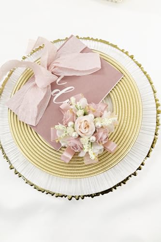 Blush Pink Rose Corsage and Boutonniere Set, Prom Flower Wrist Corsage Wristlet Band Bracelet, Boutonniere for Men Wedding Flowers Accessories Prom Suit Decorations - color: Blush Pink