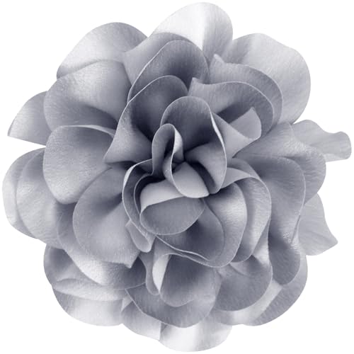 6.3” Large Rose Flower Brooches and Pins for Women - Flower Brooch, Hair Clips for Women & Rose Hair Clip | Fashion Accessories for Dresses, Hats, Clothes & Lapel Wear - Silver Grey - color: Silver Grey