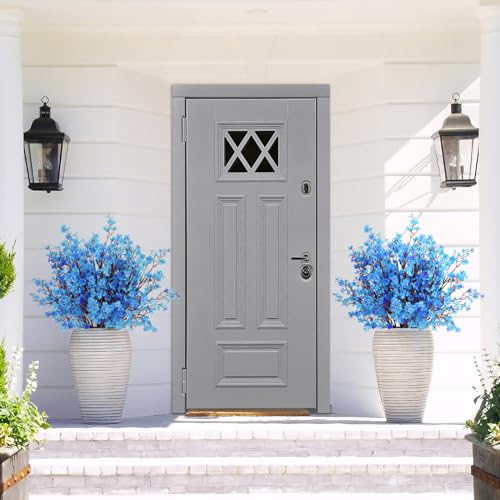 8Pcs Artificial Flowers Fake Babys Breath Bouquet,Blue Fake Flowers Plants Decor Silk Flower Bulk for Vase Spring Home Wedding Indoor Outdoor Table Party Decorations - color: Blue, size: 8 Bundles
