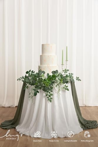 Ling's moment Wedding Artificial Welcome Sign Flowers Swag Arch Floral Garland Decorations Sage Green for Ceremony Reception Entrance Entryway Party Banquets Easel Wall Home Outdoor(NOT Include Sign) - color: Wht- Greenery