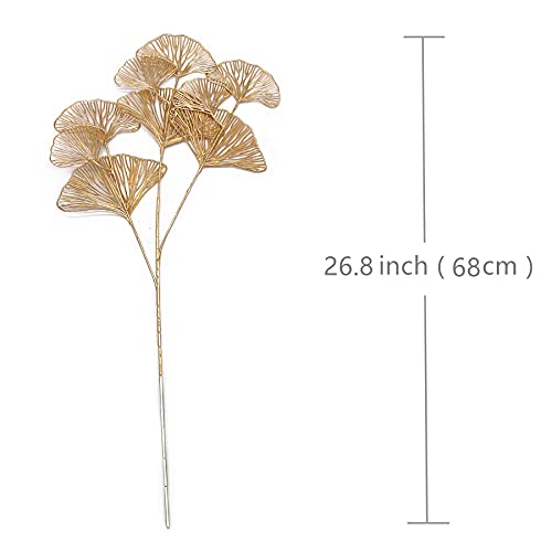 PASYOU Artificial Plants for Christmas Decor, Golden Plastic Grass Fake Shrubs Apricot Leaves Indoor Outdoor Home Garden Party Hotel Verandah Wedding Event Faux DIY Decoration - 26.8 Inch Gold 2 Pack - color: (Tall) Gold Apricot Leaves - 2 Pack