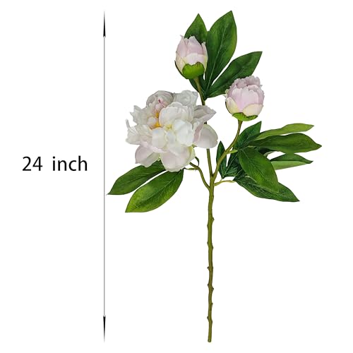 Peony Artificial Flowers,4 Pcs Fake Faux Peonies Flowers Look Real,Silk Peonies with Stems for Home Decor,Light Pink Peonies Artificial Flowers for Floral Arrangements (4, Light Pink) - color: Light Pink