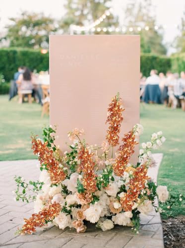 38" Orange Glitter Delphinium Artificial Flowers, 6PCS Sparkle Metallic Silk Delphinium Faux Larkspur Long Stem Flowers for Tall Vase for Home Wedding Table Decor(Orange)