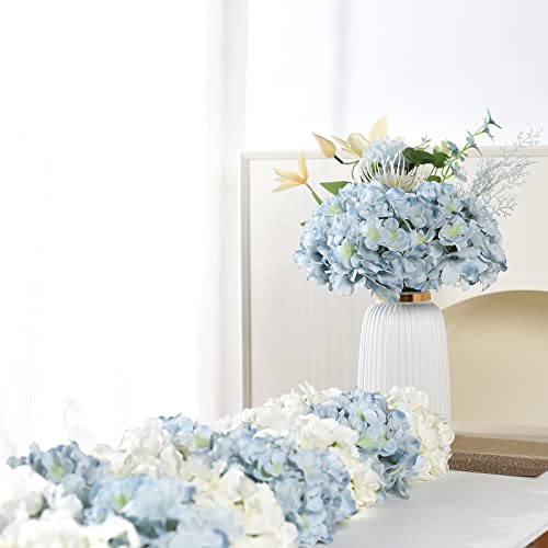 10PCS Artificial Hydrangea Flowers, Fake Hydrangea Silk Flowers Heads with Stems for Wedding Home Party Shop Baby Shower Decoration-Light Blue - color: New-light Blue