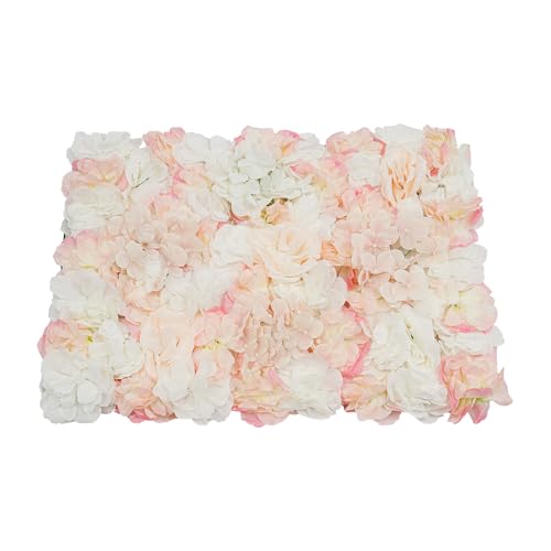 Flower Wall Panel Floral Backdrop, 6 Pcs Flower Wall Decor, 24" X 16" Silk Rose Wall, Artificial Flower Wall Backdrop Faux Flower Panel for Wedding, Party, Home (Champagne White) - color: Champagne White