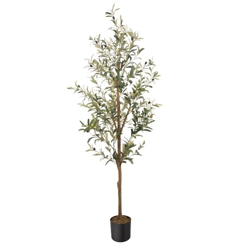 Artificial Fake Olive Tree 5FT Tall 1Pack Faux Silk Olive Tree for Home Living Room Office Decor Faux Artificial Plants Indoor Fake Potted Plants with Fruit & Free Moss - size: 5ft