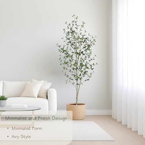 Bellacat 6ft Artificial Quince Leaf Tree with Realistic Trunks, 72in Faux Quince Leaf Tree with Lifelike Leaves for Garden, Home, Living Room Decor - style: 6ft Quince Leaf Tree